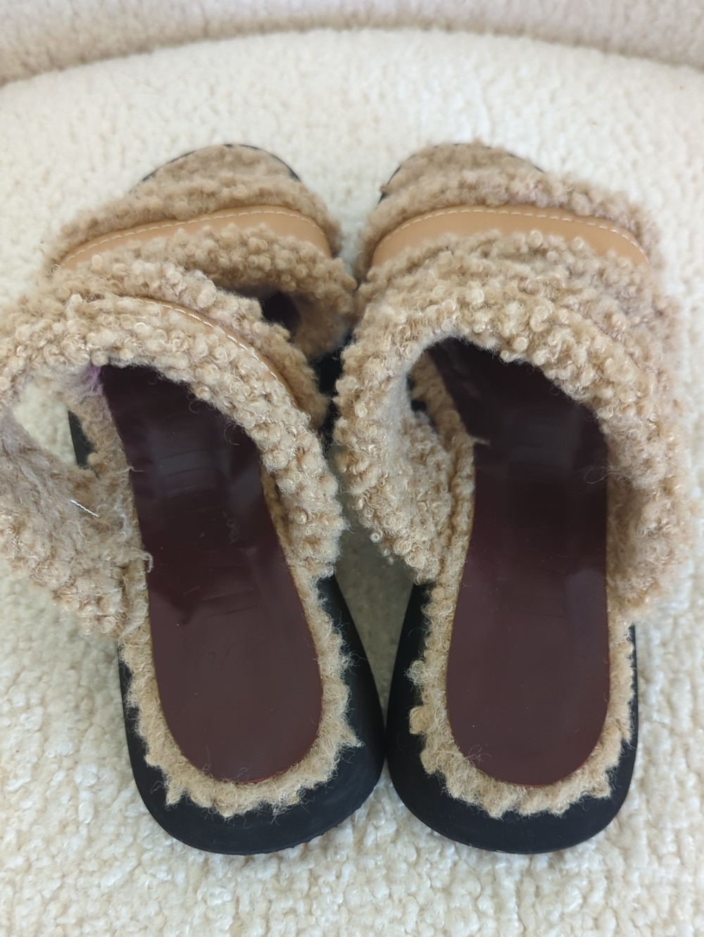 Staud Siesta Shearling Slides in Brown - Picture 9 of 14